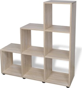 vidaXL tölgyszínű lépcsős könyvespolc/vitrines polc 107 cm