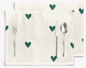 Goldea pamut reggeliző alátét - szívecskék, elefántcsont színű alapon - 2db 30 x 40 cm