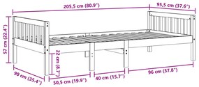 fehér tömör fenyőfa gyerekágy matrac nélkül 90 x 200 cm