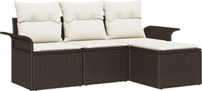 vidaXL Kanapé Szett párnával 4 pcs Barna és Krém polirattan