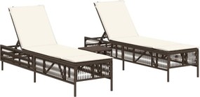 vidaXL 2 db barna polyrattan napozóágy asztallal