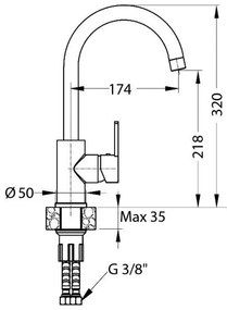 ALVEUS 1129054 - Mosogató csap TONIA 34 cm gránit/bézs