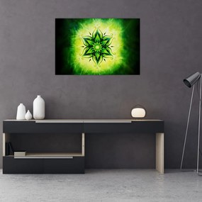 Kép - Virág mandala zöld háttérrel (90x60 cm)