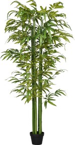 HOMCOM Műnövény, 180 cm Mű Bambuszfa, Műnövény Cserépben, Élethű Benti Növény a Nappaliba, Hálószobába, Zöld | Aosom