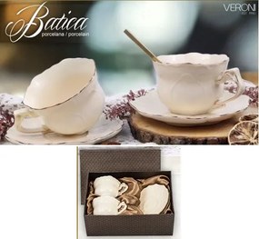 Batica porceláncsésze+alj, 250ml, 2 személyes, dobozban
