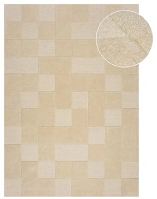 Bézs gyapjú szőnyeg 170x120 cm Checkerboard - Flair Rugs