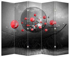 Paraván - Piros absztrakt gömbök (210x170 cm)