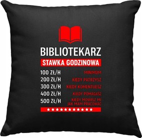 Könyvtáros párna vicc a munkából, fekete