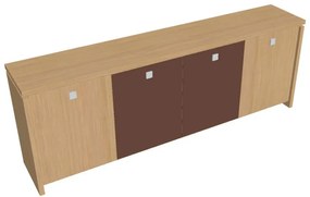 Verno alacsony szekrény 248 x 46 x 90 cm, kombinált ajtó, világos tölgy / barna