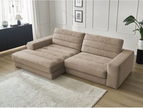 Szürkésbarna bársony sarokkanapé (bal oldali-heverő résszel) Sierra – Bobochic Paris