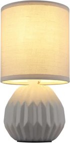 Globo 21730G Asztali lámpa, kerámia szürke, textil szürke, kábel PVC fehér, billenőkapcsoló a kábelen, ø: 120mm, M: 230mm, kábel hossza 1300mm, 1x E14 40W 230V izzó nélkül