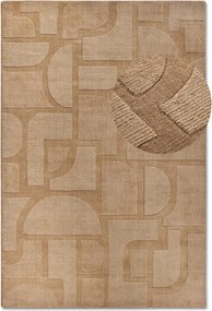 Gyapjú szőnyeg nappaliba 190x280cm,bézs kézzel szőtt 3d hatású