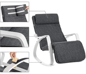 Hintaszék nyírfából, relaxációs szék 5 Fokban Állítható Lábtartó