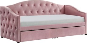 Ágy tárhellyel, 90x200, rózsaszín Velvet szövet, ZASKA