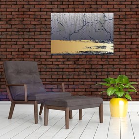 Kép - Kék és arany absztrakció N⁰1 (90x60 cm)