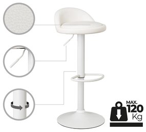 Fehér bőr utánzat állítható magasságú bárszék szett 2 db-os (ülésmagasság 72 cm) – Casa Selección