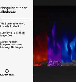 Klarstein Galeras 152, elektromos fali kandalló, 1800 W, LED