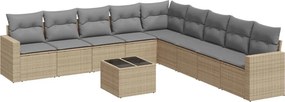 vidaXL 10 részes bézs polyrattan kerti ülőgarnitúra párnával