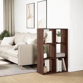barna tölgy szerelt fa elválasztó könyvespolc 69,5x29x103,5 cm