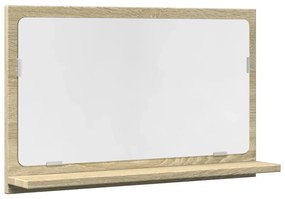 sonoma tölgy szerelt fa tükrös fürdőszobaszekrény 60x11x37 cm