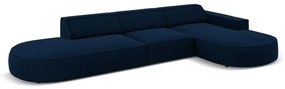 Kék bársony sarokkanapé (jobb oldali) Jodie - Micadoni Home