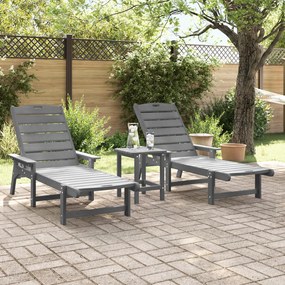 Napozóágy 2 db Világosszürke 162x53x98.5 cm HDPE