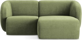 Zöld zsenília sarokkanapé (jobb oldali-heverő résszel) Lani – Makamii