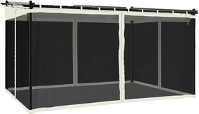 vidaXL krémszínű acél pavilon hálós oldalakkal 4 x 3 m