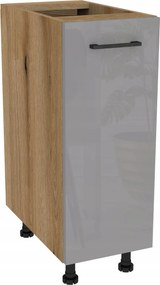 Konyhaszekrény alsó 30 Capri korpusz tölgy Evoke front szürke akril fényes