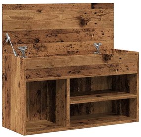 antik fa színű szerelt fa cipőtároló pad 80 x 30 x 45 cm