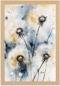 Poszter Keret Fa Akvarell Természet Tavasz Virágok Pitypang 40x60