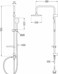 Mexen Sven fürdőzuhany szett esőzuhannyal és fürdő termosztatikus csaptelep Nox, króm, 77350262-00