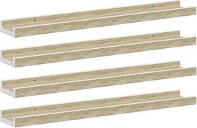 vidaXL 4 db fehér és sonoma tölgy színű fali polc 60 x 9 x 3 cm