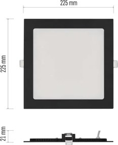 LED süllyesztett lámpa NEXXO LED/18W/230V 3000/3500/4000K fekete 22,5 x 22,5 cm