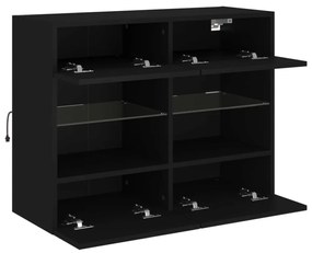 fekete fali TV-szekrény LED-világítással 78,5x30x60,5 cm