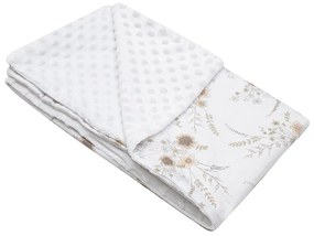 Gyermek pléd Minky New Baby Virág fehér 80x102 cm
