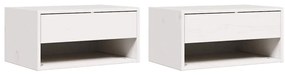 Éjjeli asztal 2 pcs Fehér 50 x 32.5 x 24 cm Tömör fenyőfa