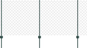 vidaXL Kerítés oszlopokkal Zöld 1 x 10 m Acél és PVC