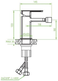 Laveo Calla, bidé csaptelep h-133, króm, LAV-BAC_032D