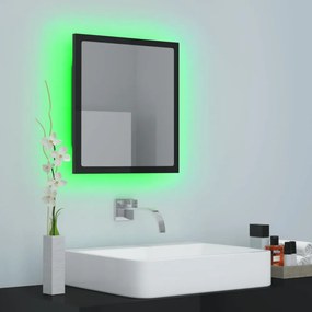 magasfényű fekete akril LED-es fürdőszobatükör 40x8,5x37cm