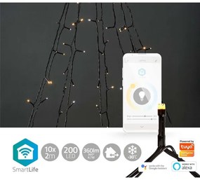 Nedis WIFILXT02W200 - LED karácsonyi függöny 200 LED, 8 funkció, 10x2m, IP65, Wi