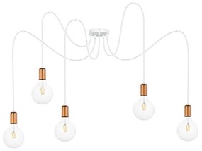 Csillár zsinóron MIROS 5xE27/60W/230V pók fehér/réz