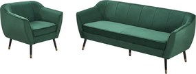 Design 3 személyes kanapé, zöld Velvet szövet/fekete/arany, VIODA
