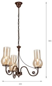 Brilagi - LED Csillár láncon COTTAGE 3xE14/40W/230V barna