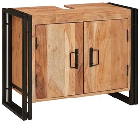 Fürdőszobai mosdószekrény 71 x 33 x 58 cm Tömör akácfa és vas