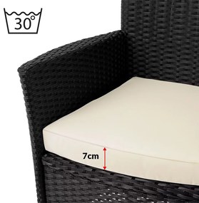Deuba Rattan fotelek 2 db - fekete/krém színű párnákkal