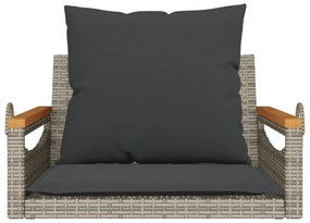 szürke polyrattan hintapad párnákkal 63 x 62 x 40 cm