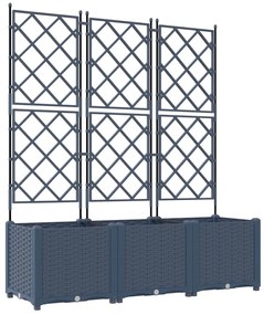 Trellis-szel ellátott cserép 3 db Szürke 120x40x143 cm