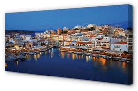 Canvas képek Görögország parti város éjszaka 140x70 cm