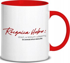 Piros füles bögre A Nap, Amikor Úgy Teszünk, Mintha Tökéletes Lenne Az Évfordulóra